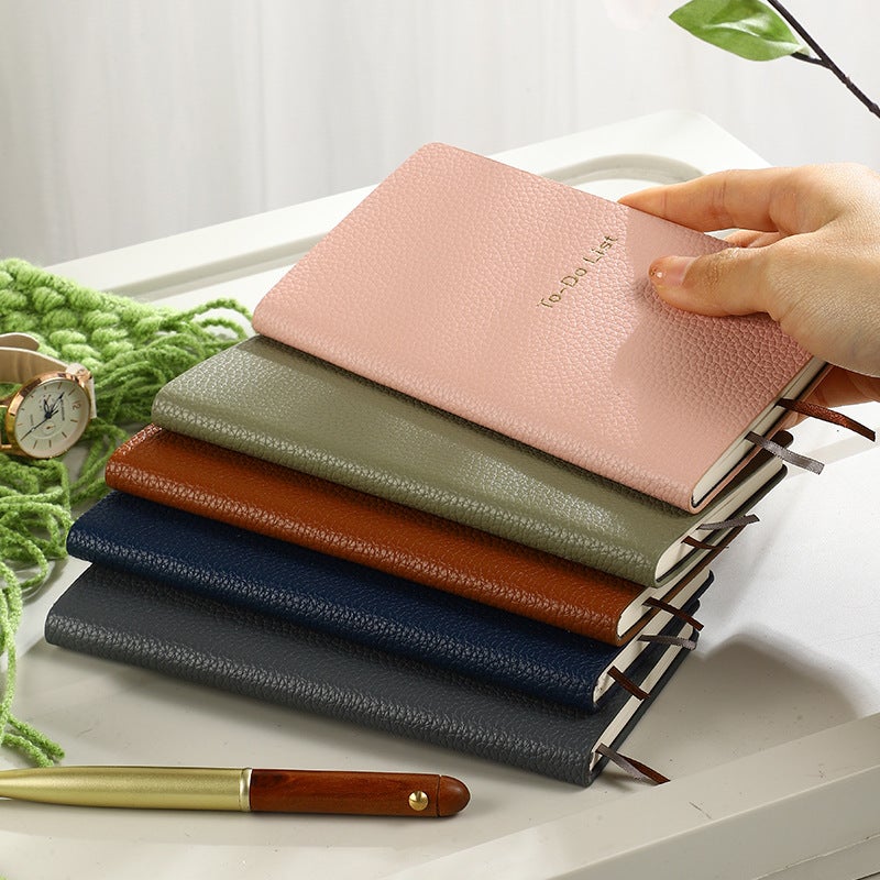 A6 Notebook Pu Ribbon Bookmark Timeline Todolist Planner Portable Office Notepad - Image 3